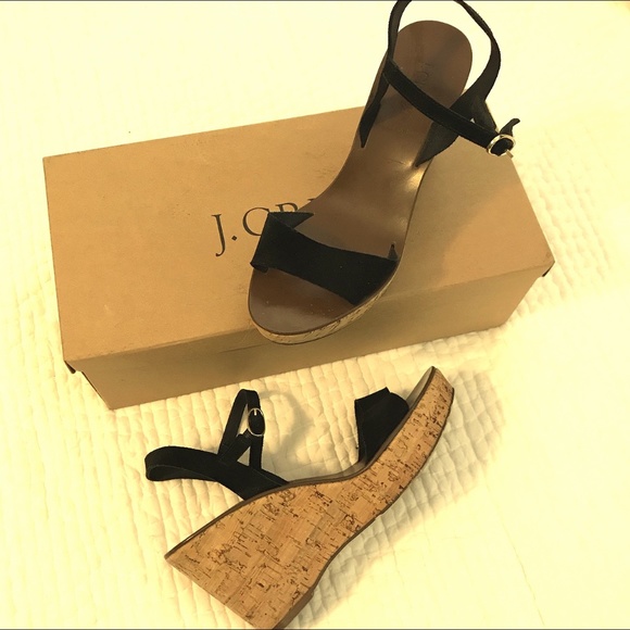 J. Crew Shoes - Black suede wedge sandal